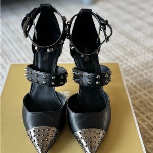 Michael Kors Black and Silver Studded Heels